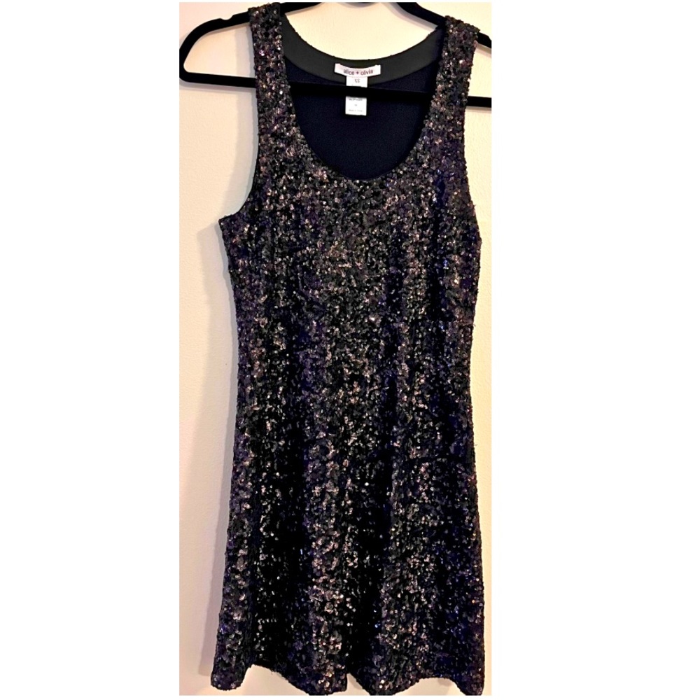 Alice + Olivia Black Sequin Cocktail Dress Size XS